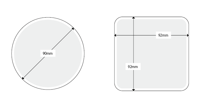 コルクコースターの寸法図
