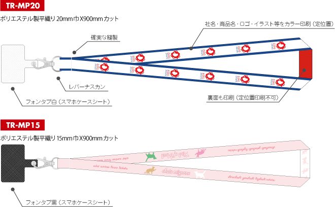 金属回転クリップ付きネックストラップのイラスト